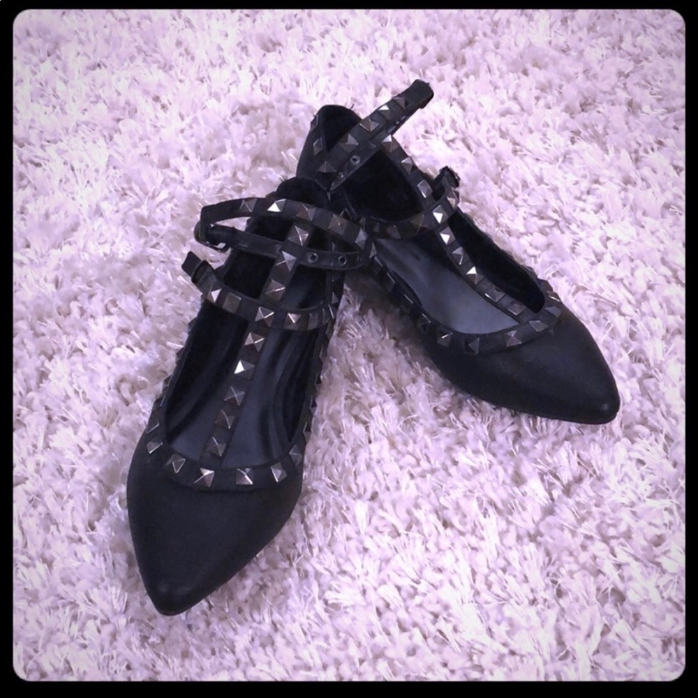 Black Studded Flats